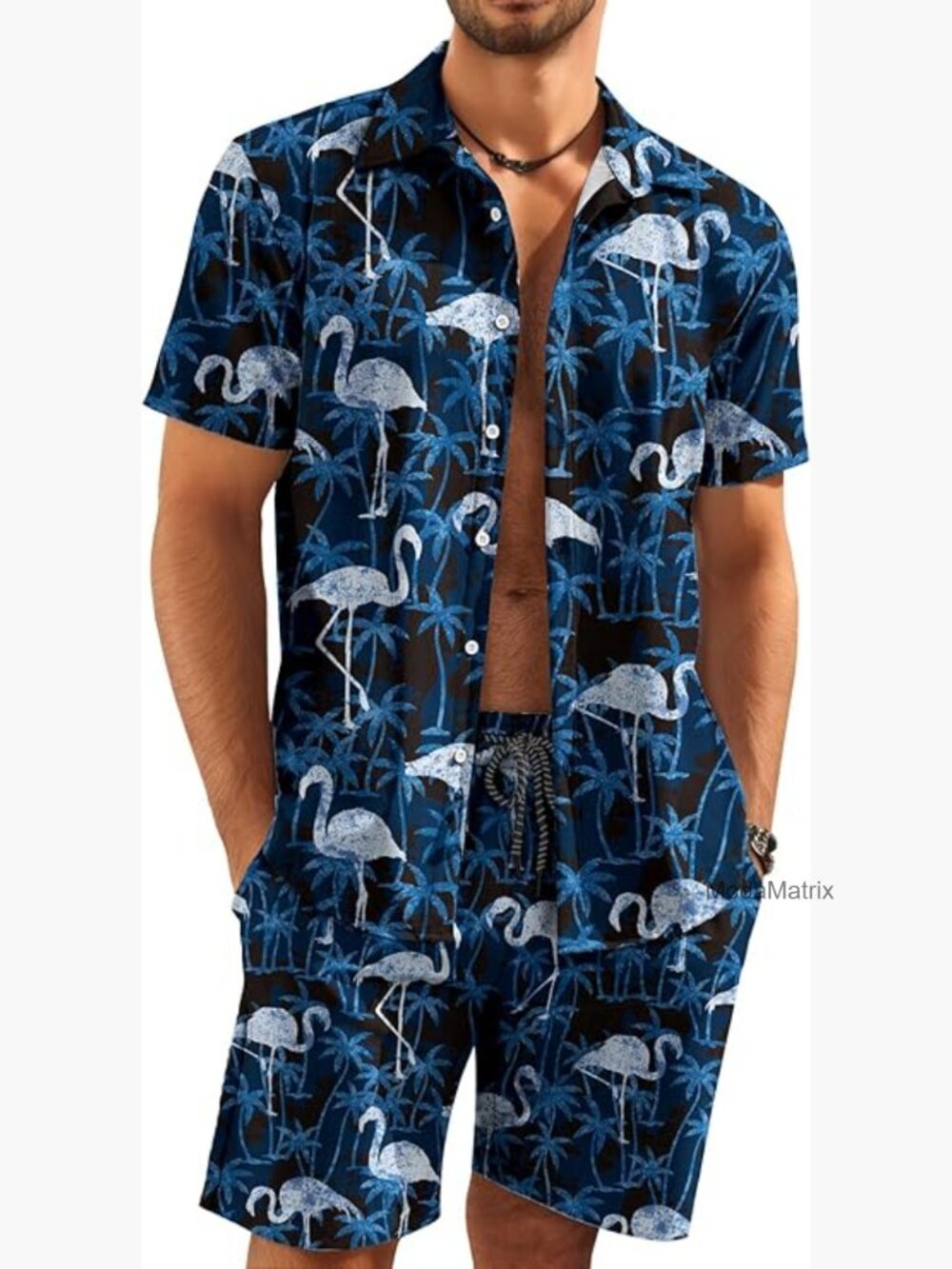 Mens Hawaiian Shirt and Short Set - 2 Piece Vacation Outfit